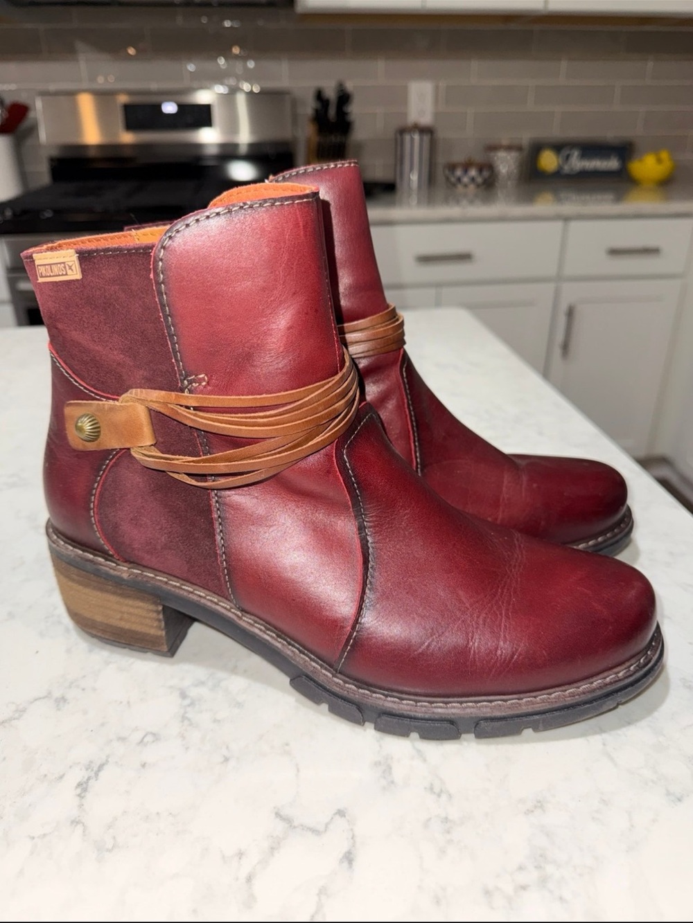 Pikolinos Sebastian Leather Strappy Ankle Boots